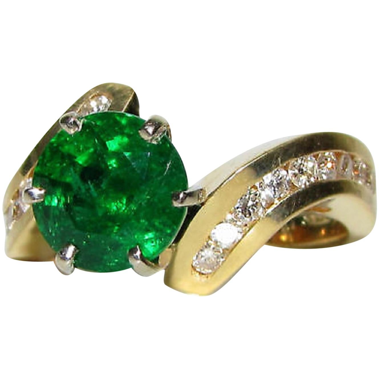 4.50 Carat Natural Round Emerald Diamond Cocktail A+* For Sale