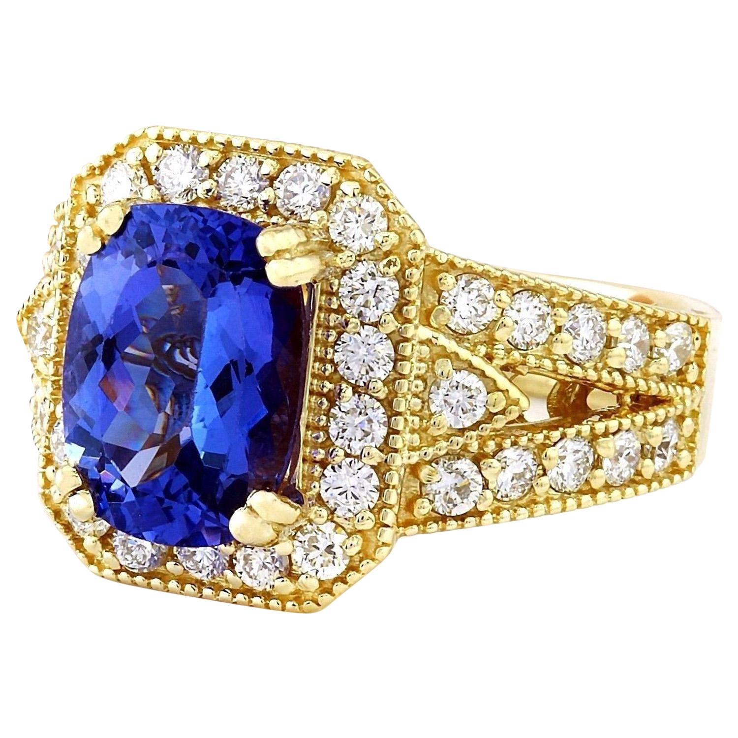 4.50 Carat Natural Tanzanite 14K Solid Yellow Gold Diamond Ring
 Item Type: Ring
 Item Style: Engagement
 Material: 14K Yellow Gold
 Mainstone: Tanzanite
 Stone Color: Blue
 Stone Weight: 3.30 Carat
 Stone Shape: Oval
 Stone Quantity: 1
 Stone