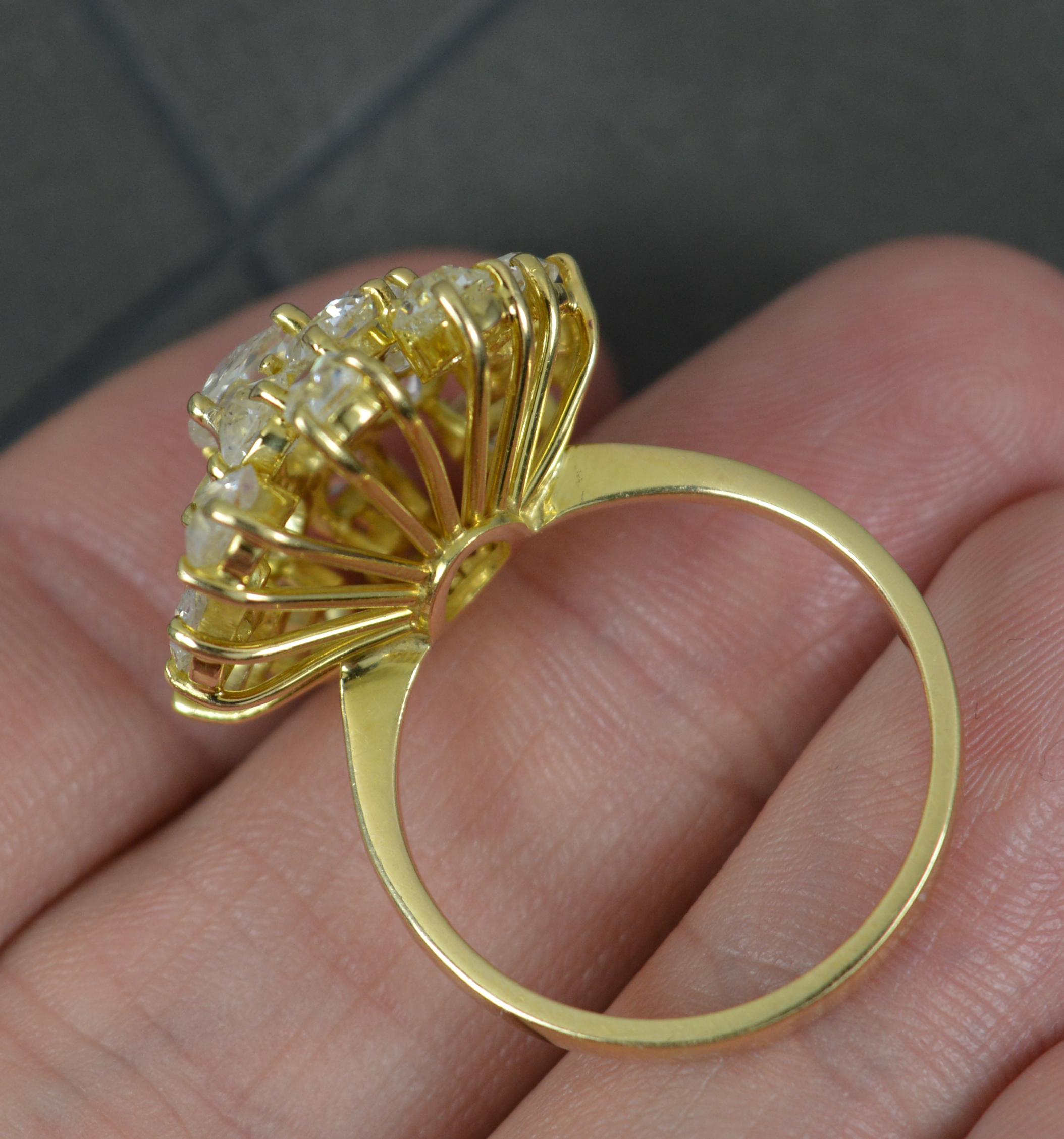 4.50 Carat Old Cut Diamond and 18 Carat Gold Cluster Cocktail Ring In Good Condition In St Helens, GB