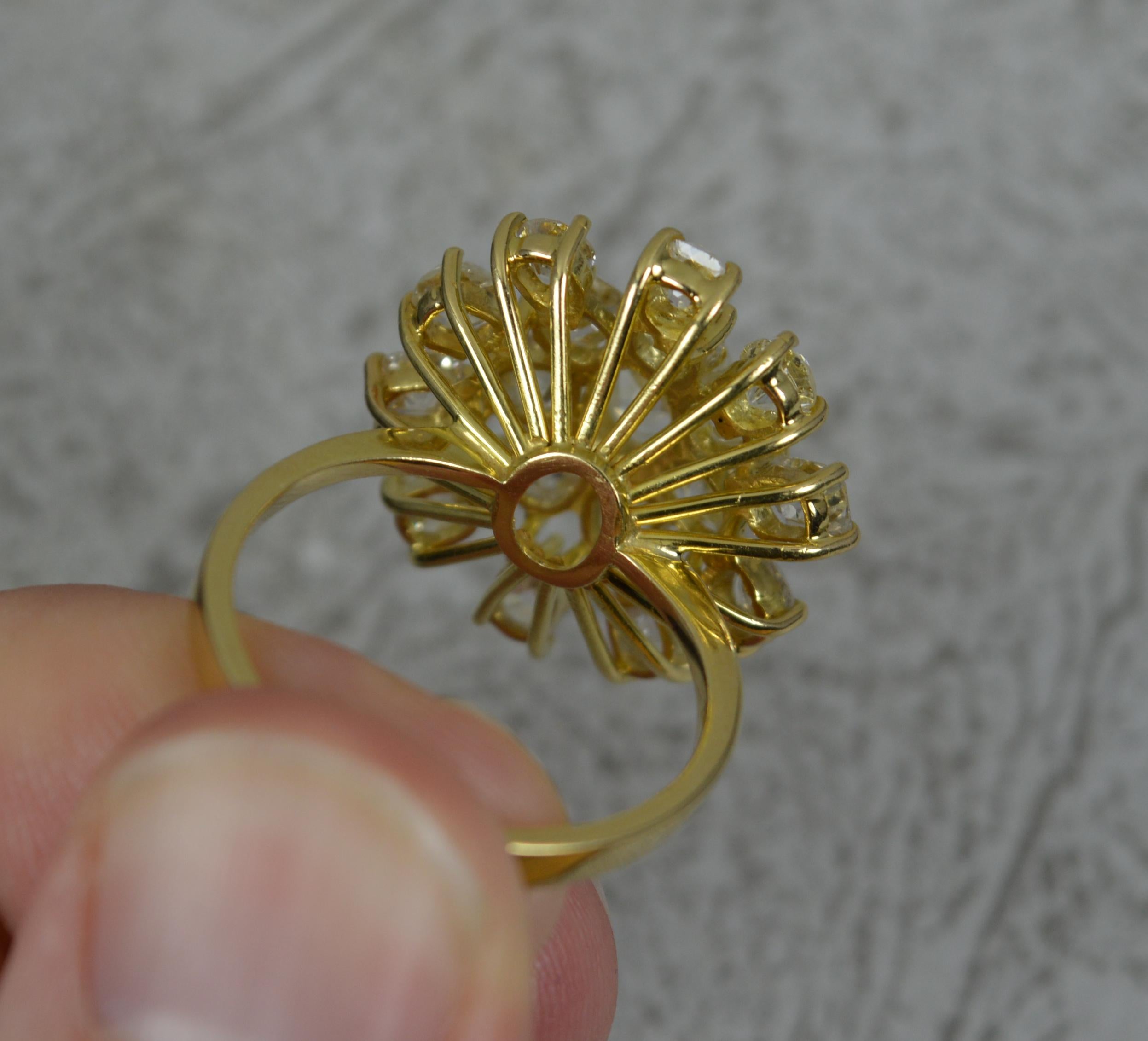 4.50 Carat Old Cut Diamond and 18 Carat Gold Cluster Cocktail Ring 1