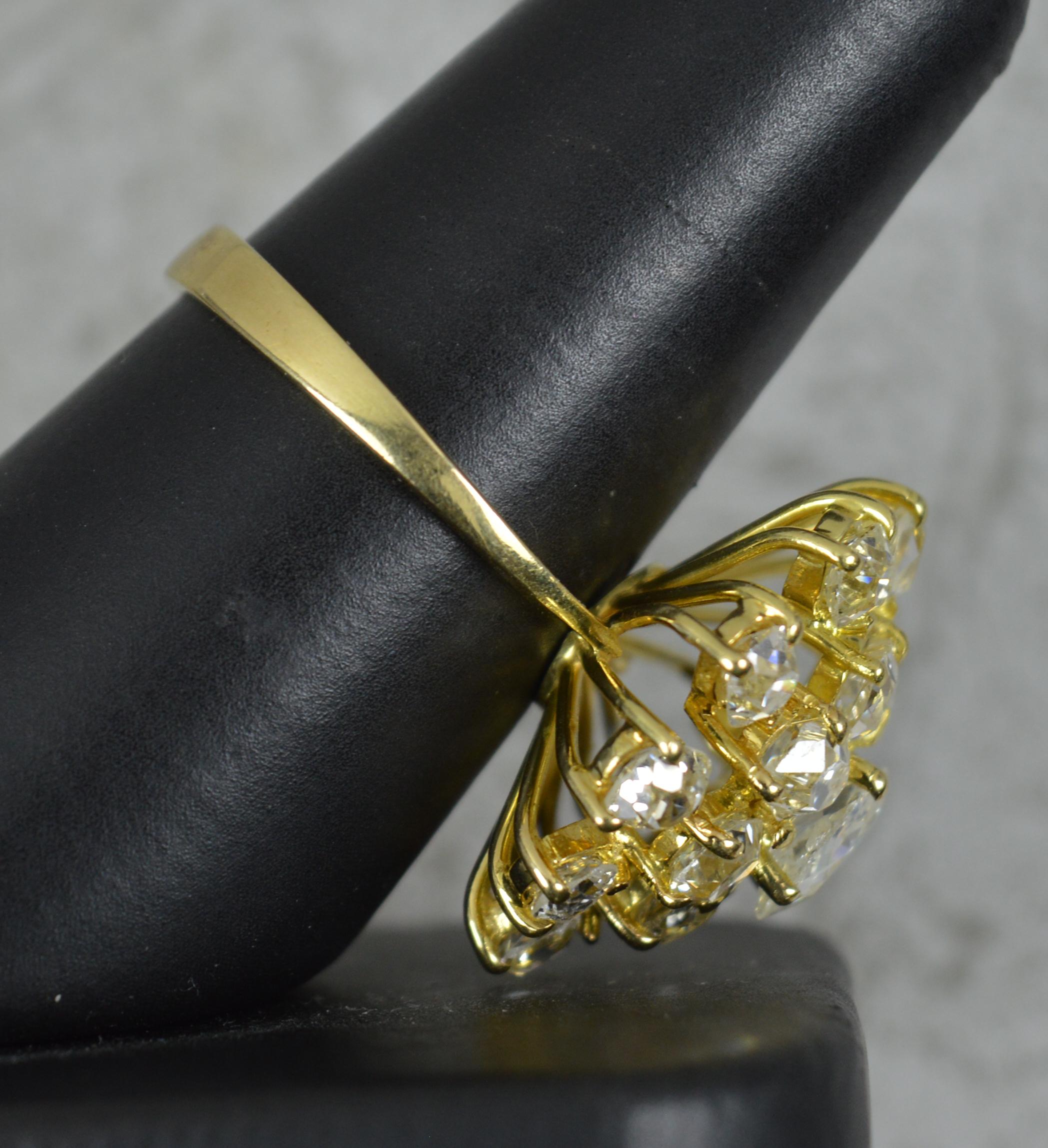 4.50 Carat Old Cut Diamond and 18 Carat Gold Cluster Cocktail Ring 3