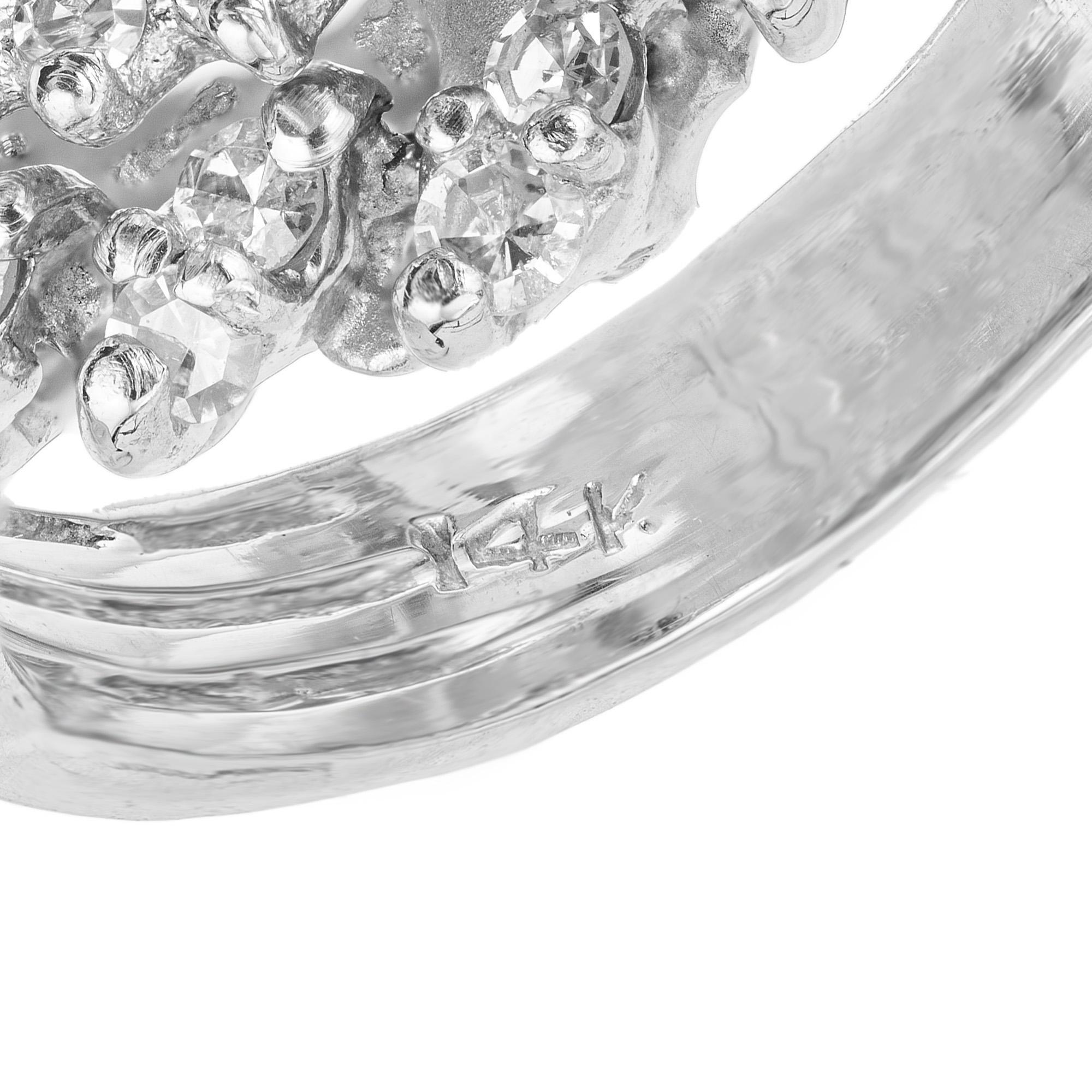 4.50 Carat Oval Opal Diamond Halo Gold Mid Century Cocktail Ring For Sale 2