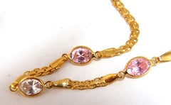 4.50 Carat Pink and White Stone Bracelet 14 Karat