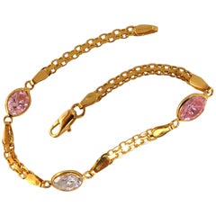 4.50 Carat Pink and White Stone Bracelet 14 Karat*