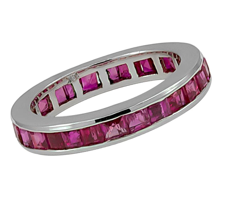 Square Cut 4.50 Carat Pink Sapphire Eternity Ring For Sale