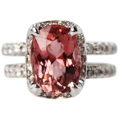 4.50 Carat Pink Tourmaline and Diamond Ring