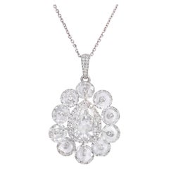 4,50 Karat Diamant-Anhänger aus 18 Karat Gold mit Rosenschliff und 2,40 Karat birnenförmigem Diamanten