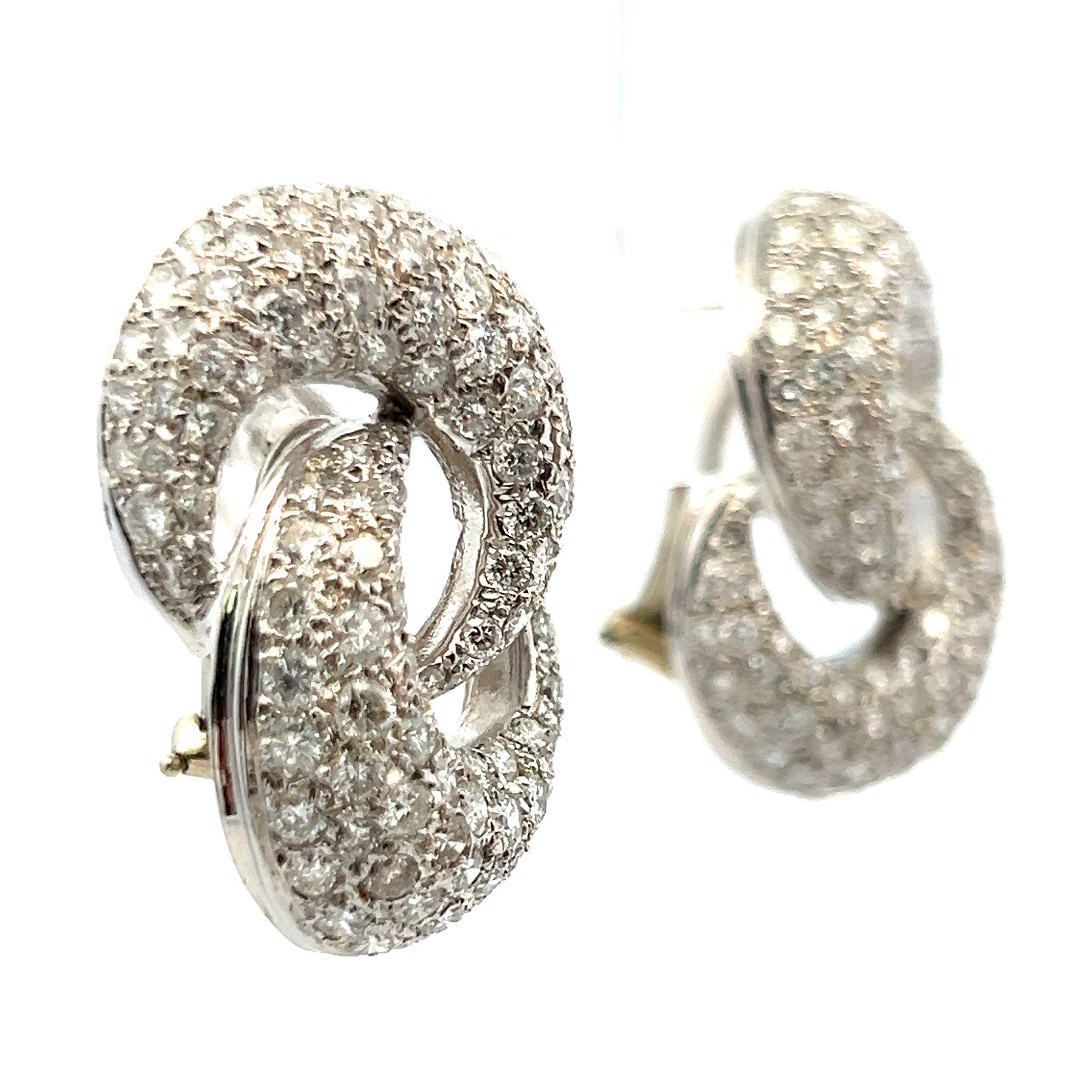 4,50 Karat Runder Brillant F VS1 Diamant 18 Karat Weißgold Clip On Ohrringe (Brillantschliff) im Angebot
