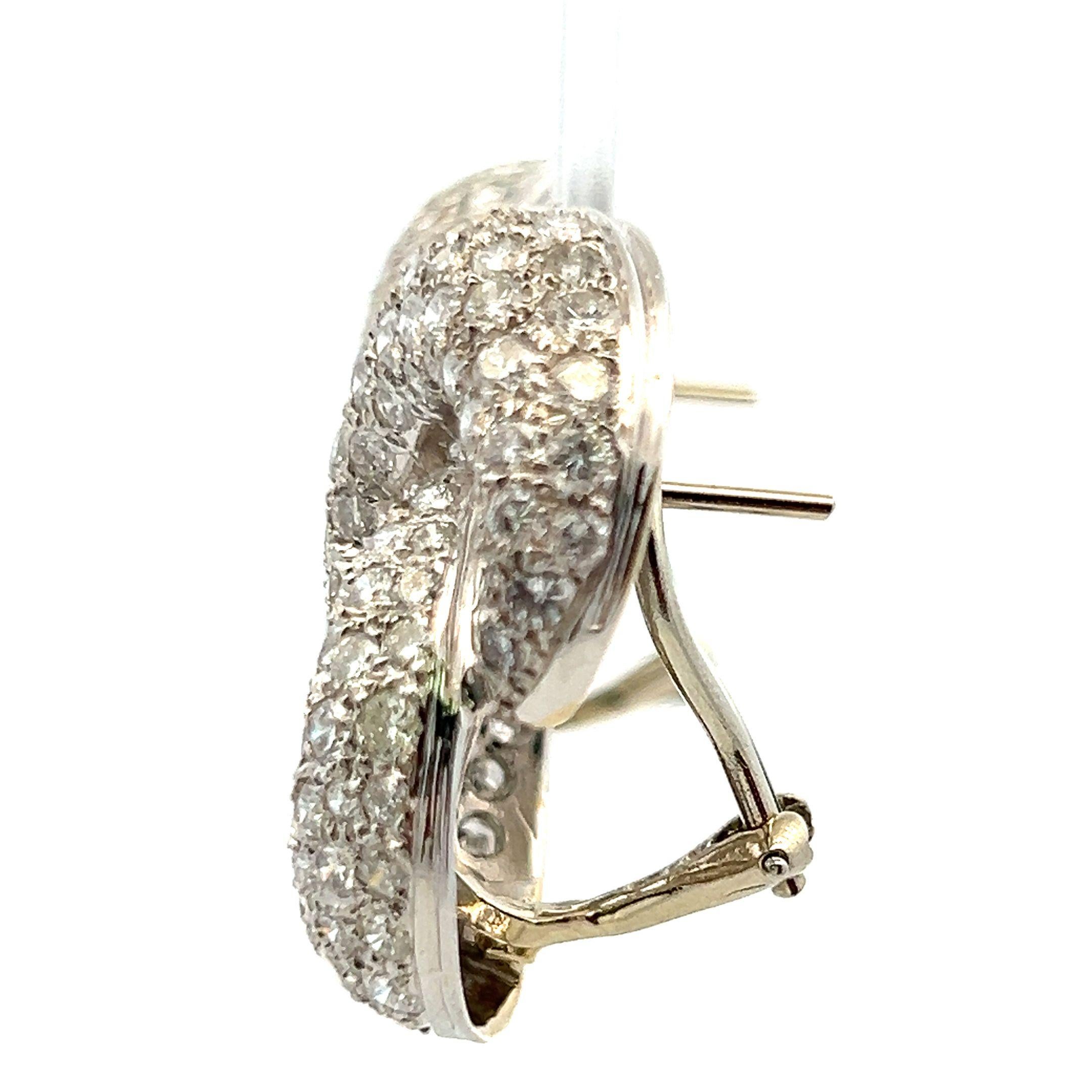 4,50 Karat Runder Brillant F VS1 Diamant 18 Karat Weißgold Clip On Ohrringe im Angebot 1
