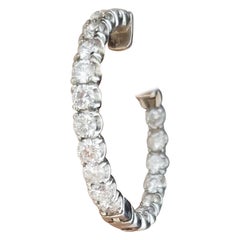 4.50 Carat Round Diamond In & Out Hoop Earrings in 14 Karat White Gold