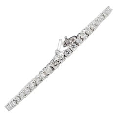 Bracelet tennis en or blanc 14 carats avec diamants ronds de 4,50 carats