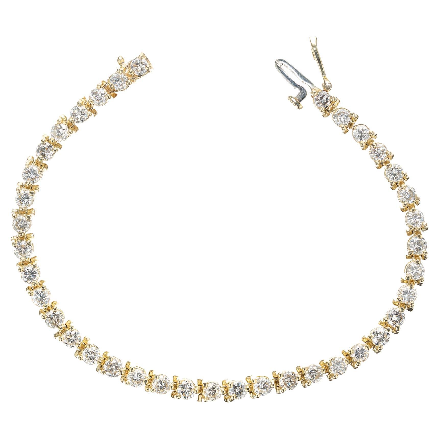 Bracelet tennis en or jaune avec diamants ronds de 4,50 carats 