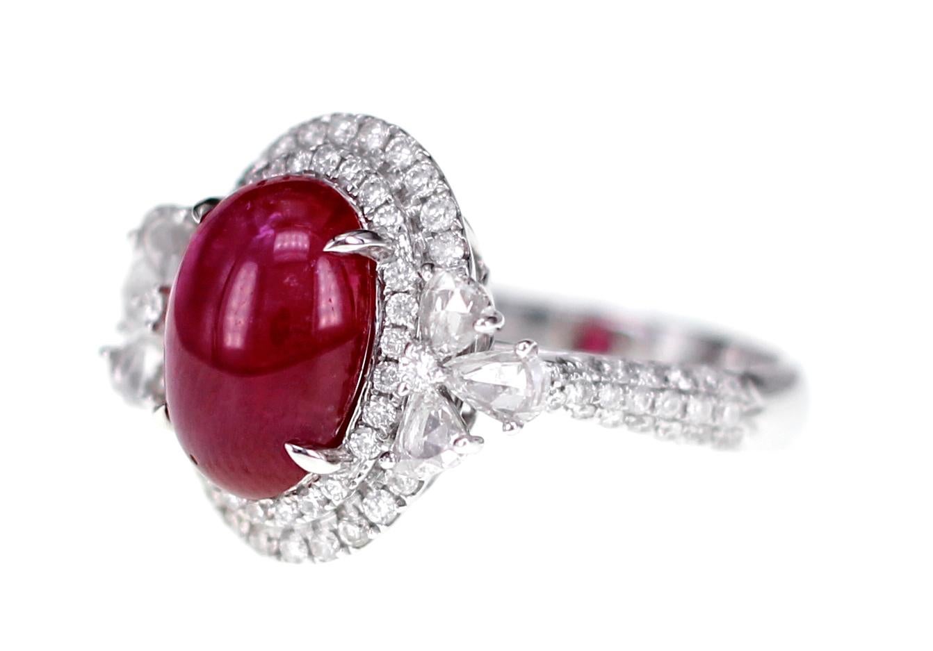 4.50 Carat Ruby with One Carat White Brilliant Diamond For Sale at ...