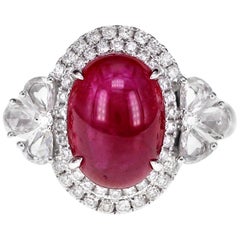 4.50 Carat Ruby with One Carat White Brilliant Diamond