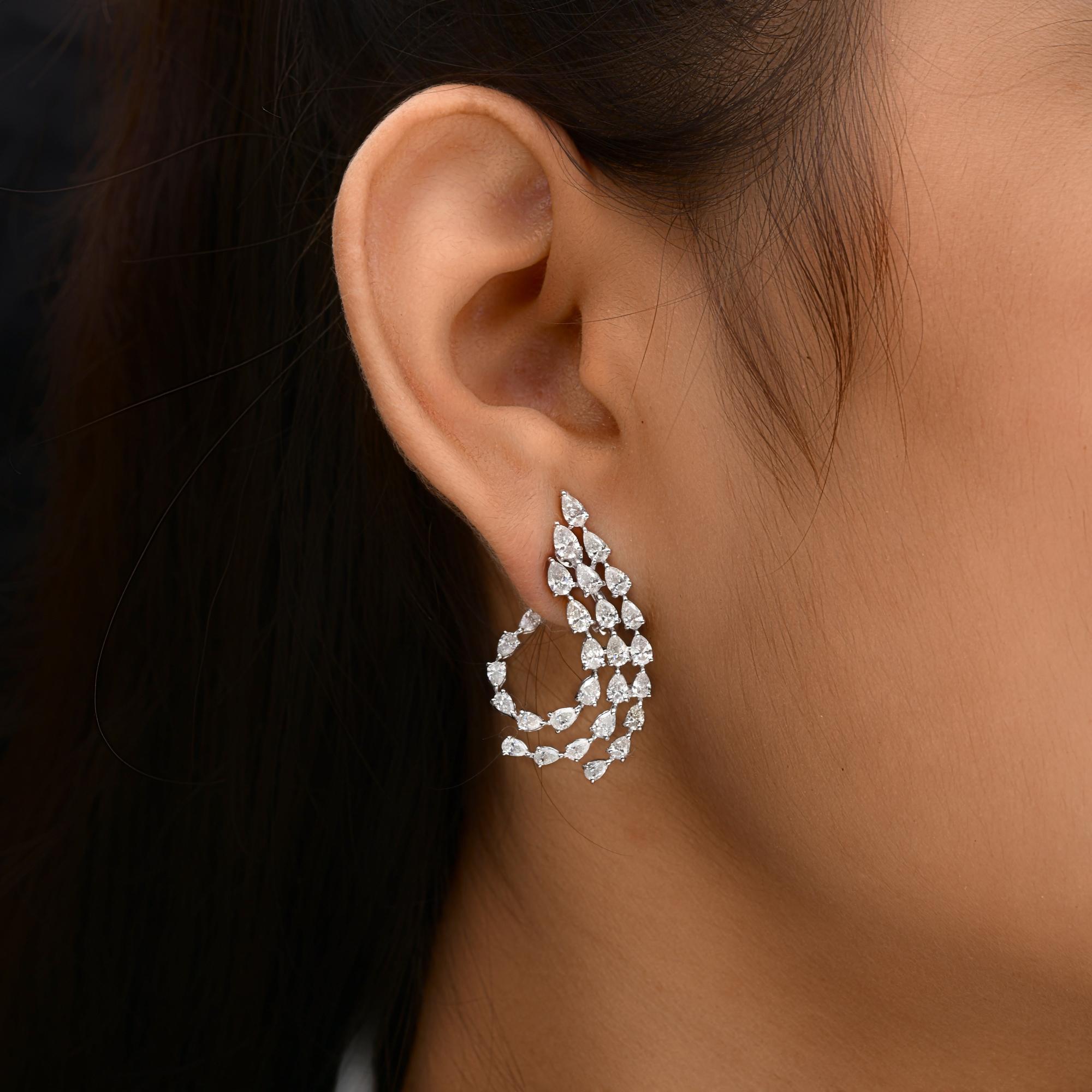 Women's 4.50 Carat SI Clarity HI Color Pear Diamond Earrings 18 Karat White Gold Jewelry For Sale