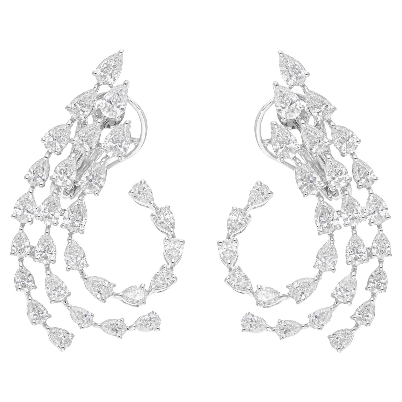 4.50 Carat SI Clarity HI Color Pear Diamond Earrings 18 Karat White Gold Jewelry