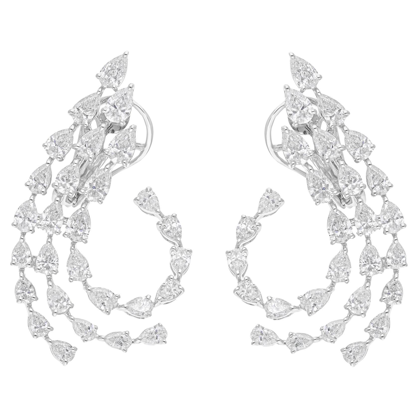 4.50 Carat SI Clarity HI Color Pear Diamond Earrings 18 Karat White Gold Jewelry