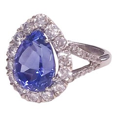 4.50 Carat Total Pear Shaped Tanzanite and Diamond Cocktail Ring in 18K Gold
