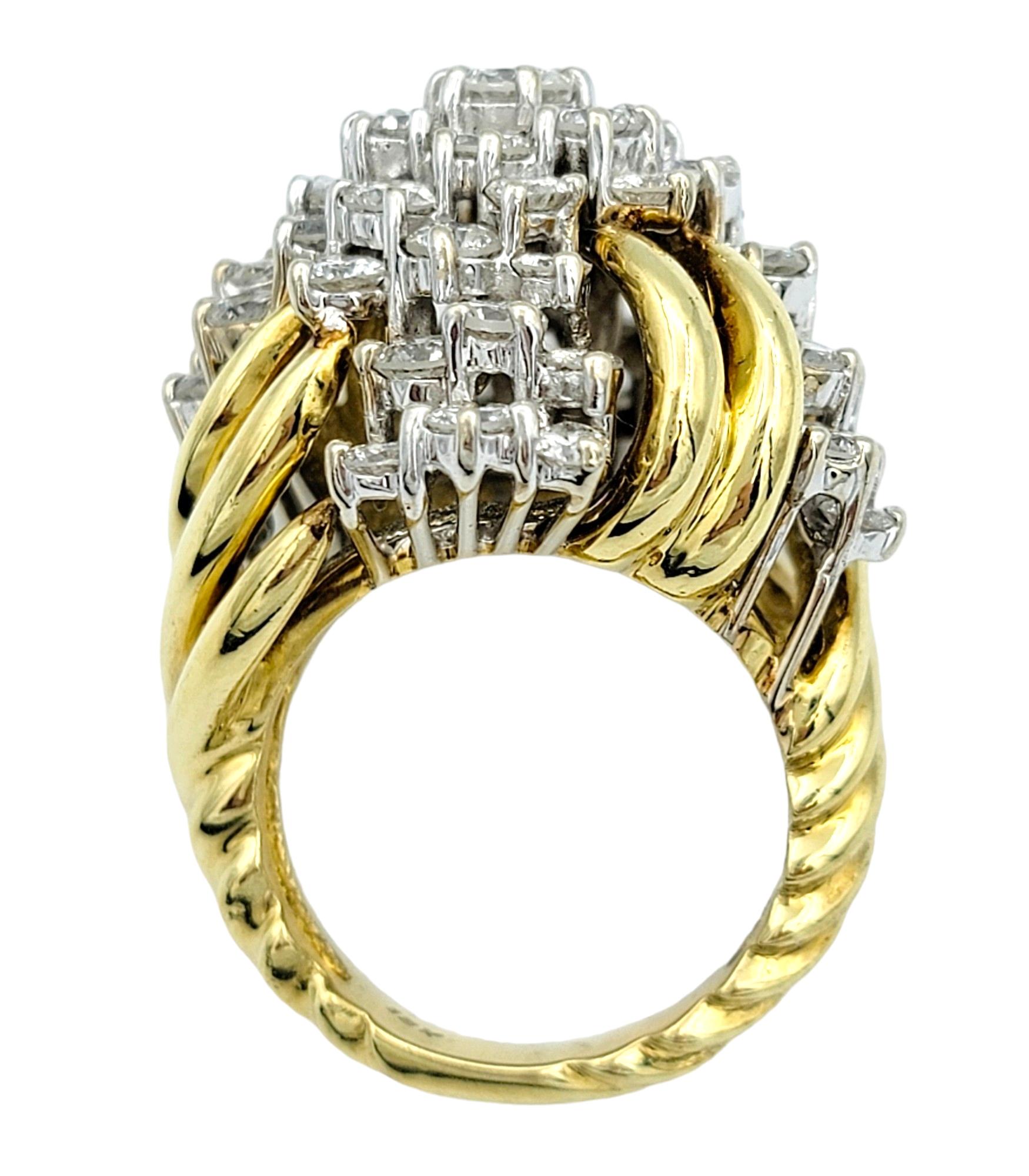 4.50 Carat Total Round Diamond Clustered Dome Cocktail Ring 18 Karat Yellow Gold In Good Condition For Sale In Scottsdale, AZ