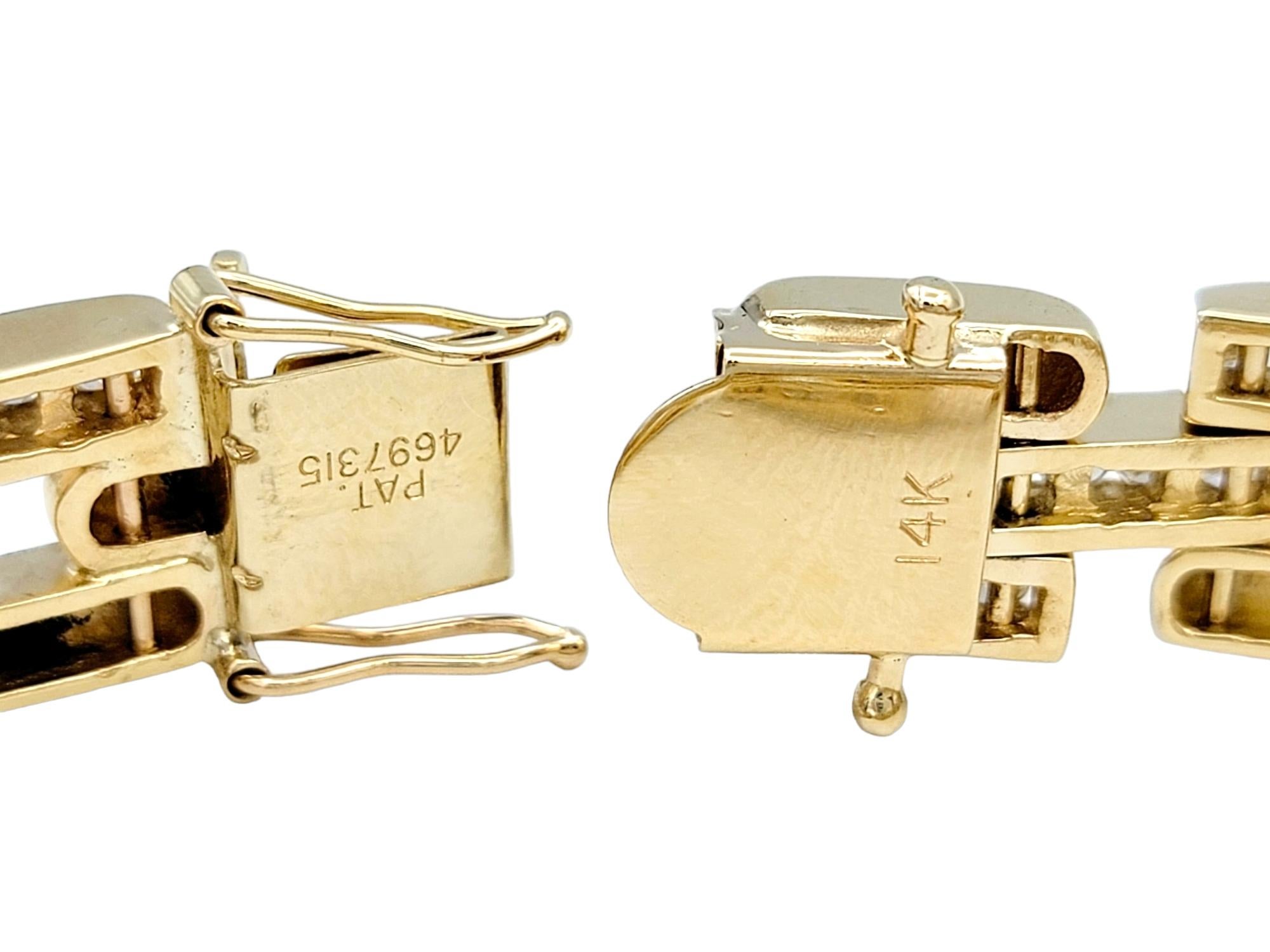 4.50 Carat Total Round Diamond Panther Link Bracelet Set in 14 Karat Yellow Gold For Sale 2