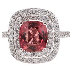 4.50 Carat Tourmaline Diamond 14 Karat White Gold Ring