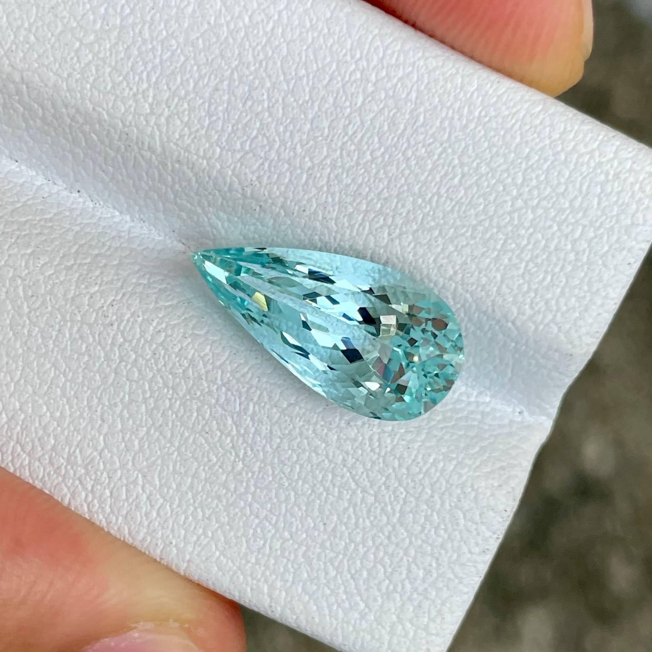 Weight 4.50 carats 
Dimensions 16.0x7.9x7.2 mm
Treatment none
Origin Africa 
Clarity Eye clean 
Shape pear 
Cut faceted 


This 4.50 carat blue aquamarine is a stunning natural gemstone with a unique marquise cut that emphasizes its captivating