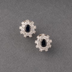 4.50 Carats Diamonds and Sapphires French Vintage Earrings