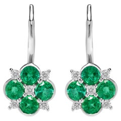 Used 4.50 Carats Emerald Clover Leaf Earrings with Diamonds