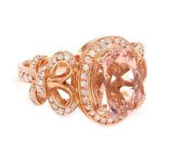 4.50 Carat Impressive Natural Morganite and Diamond 14K Solid Rose Gold Ring