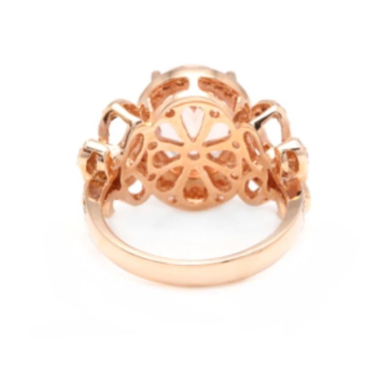 4.50 Carat Impressive Natural Morganite and Diamond 14K Solid Rose Gold Ring In New Condition For Sale In Los Angeles, CA