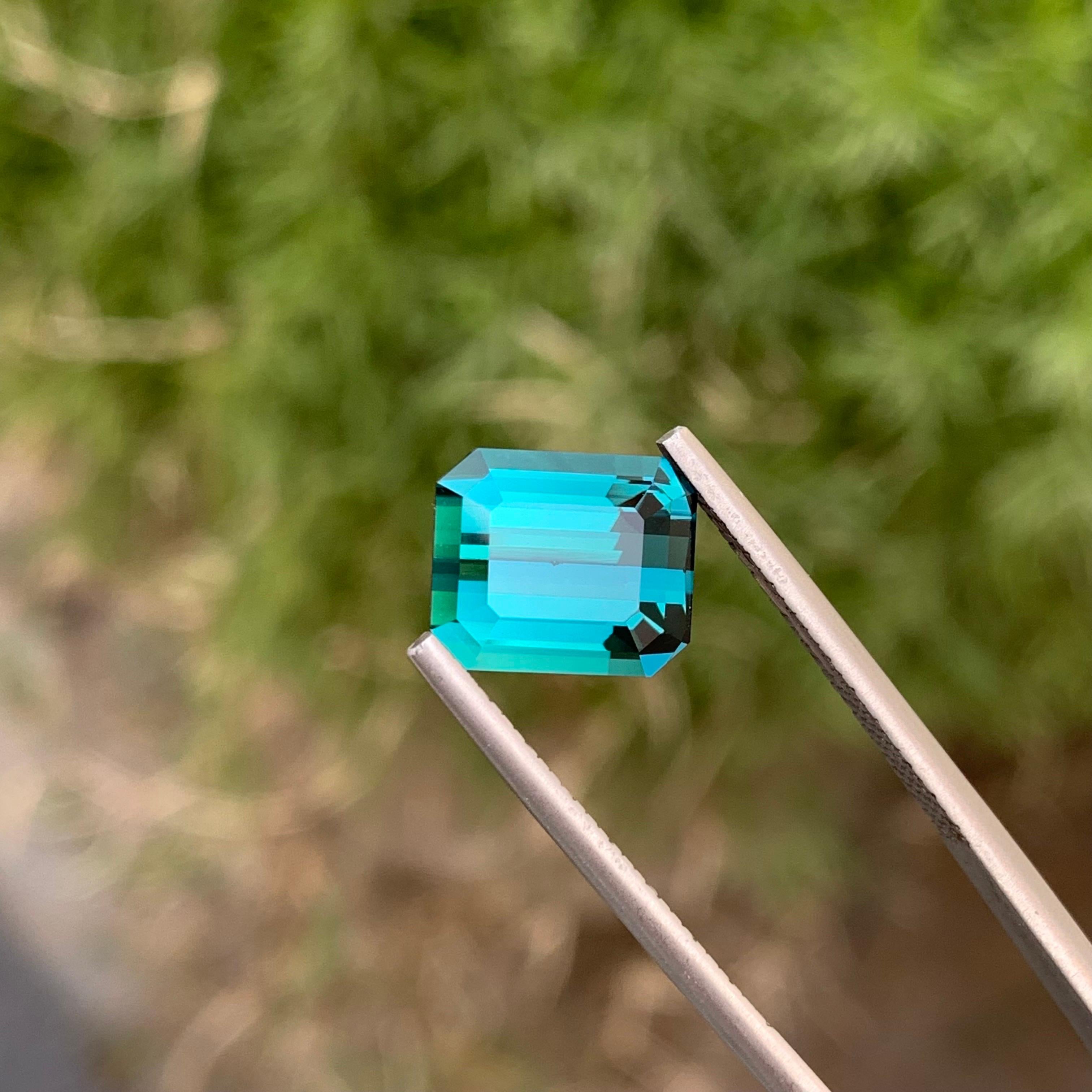 Emerald Cut 4.50 Carats Natural Loose Indicolite Tourmaline Loupe Clean Quality Ring Gem For Sale
