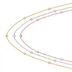 4.50 CT Diamond by the Yard 3 Strand Diamond Necklace, Rose, White & Yellow Gold