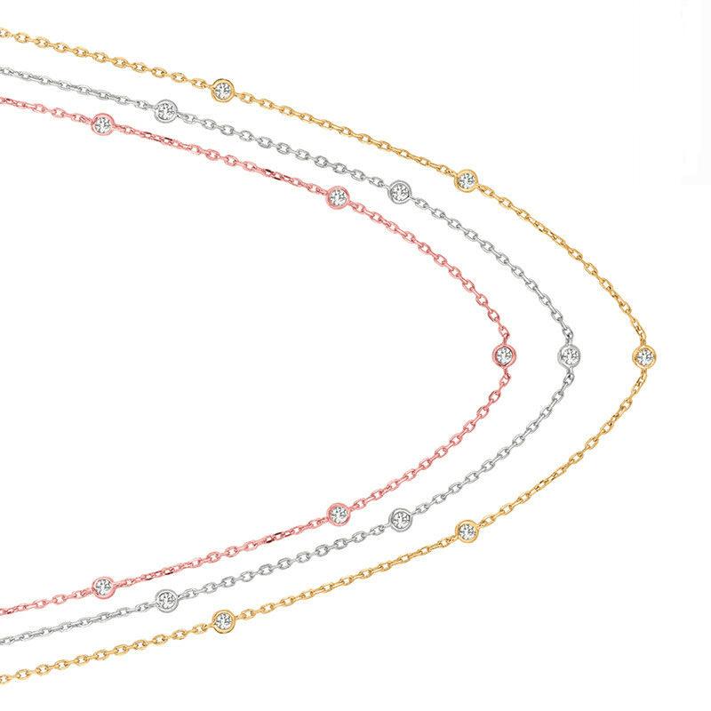 Taille ronde Collier à 3 brins en or rose, blanc et jaune avec diamants de 4,50 carats en vente