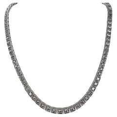 4.50 CTW Diamond Graduated Box Link Choker Necklace 14 Karat White Gold