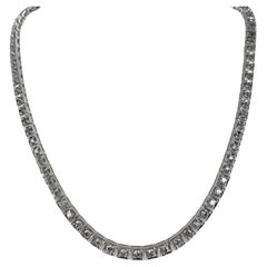 4.50 CTW Diamond Graduated Box Link Choker Necklace 14 Karat White Gold