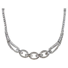 4.50 CTW Round Brilliant & Princess Cut Diamond 18 Karat White Gold Necklace