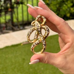4.50 CTW White & Black Diamond 18 Karat Yellow Gold Snake Pendant Ruby Eyes
