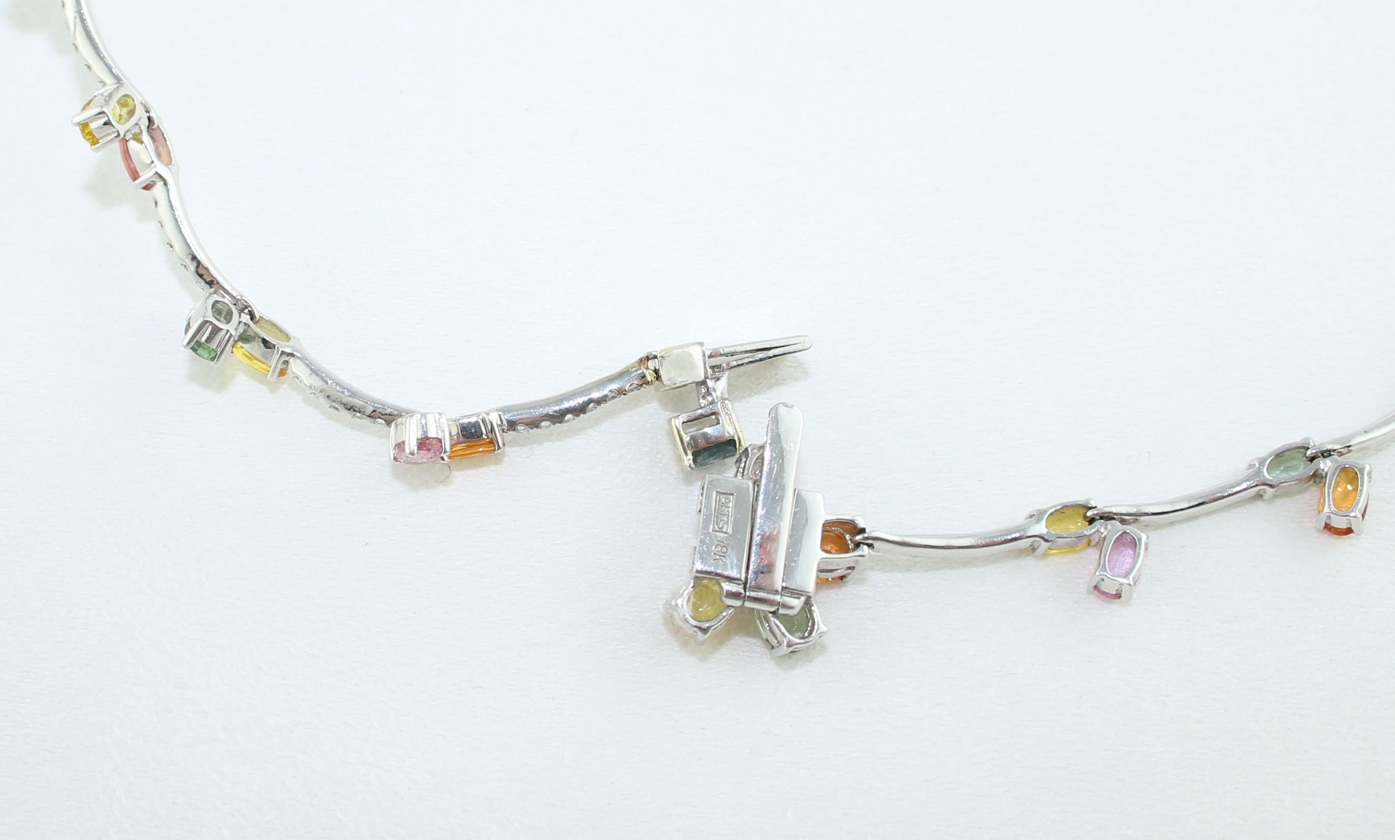 45,00 Quilates Collar de Oro con Zafiro Multicolor y Diamantes en venta 2