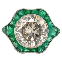 4.50 Carat Diamond and Emerald Ring