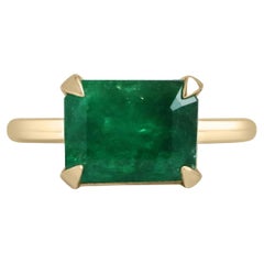 4.50ct 14K Rich Forest Green Emerald Cut East to West 4 Prong Set Ring (bague à 4 branches)