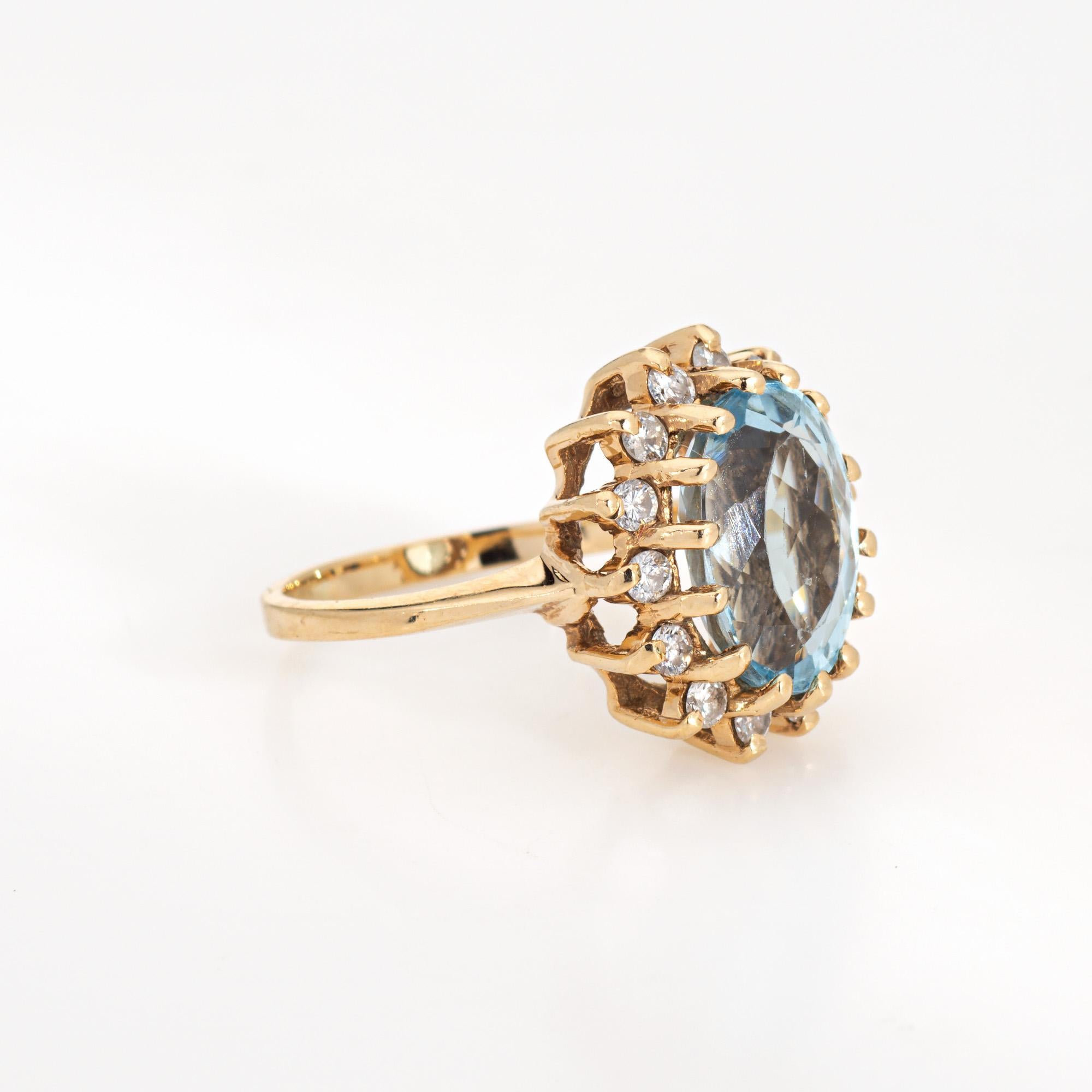 Moderne 4.50ct Aquamarine Diamond Ring Vintage Sz 5.25 Princesse Small Cocktail Jewelry en vente