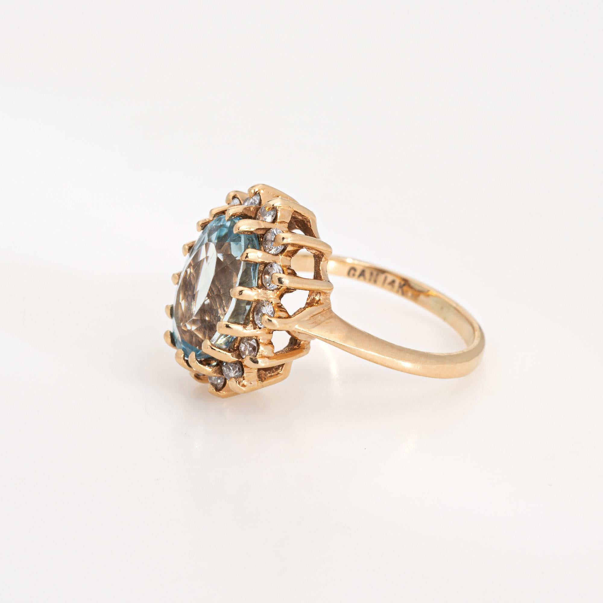 Taille ovale 4.50ct Aquamarine Diamond Ring Vintage Sz 5.25 Princesse Small Cocktail Jewelry en vente