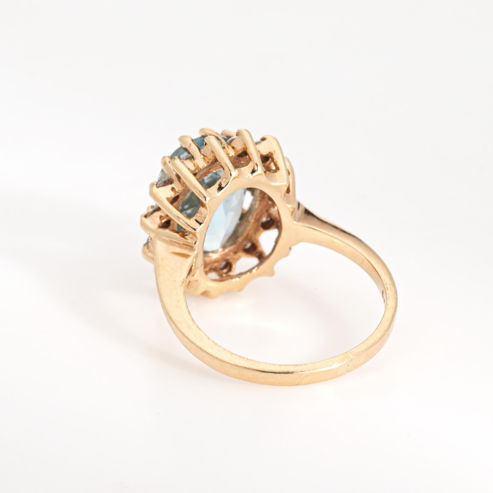 4.50ct Aquamarine Diamond Ring Vintage Sz 5.25 Princesse Small Cocktail Jewelry Bon état - En vente à Torrance, CA