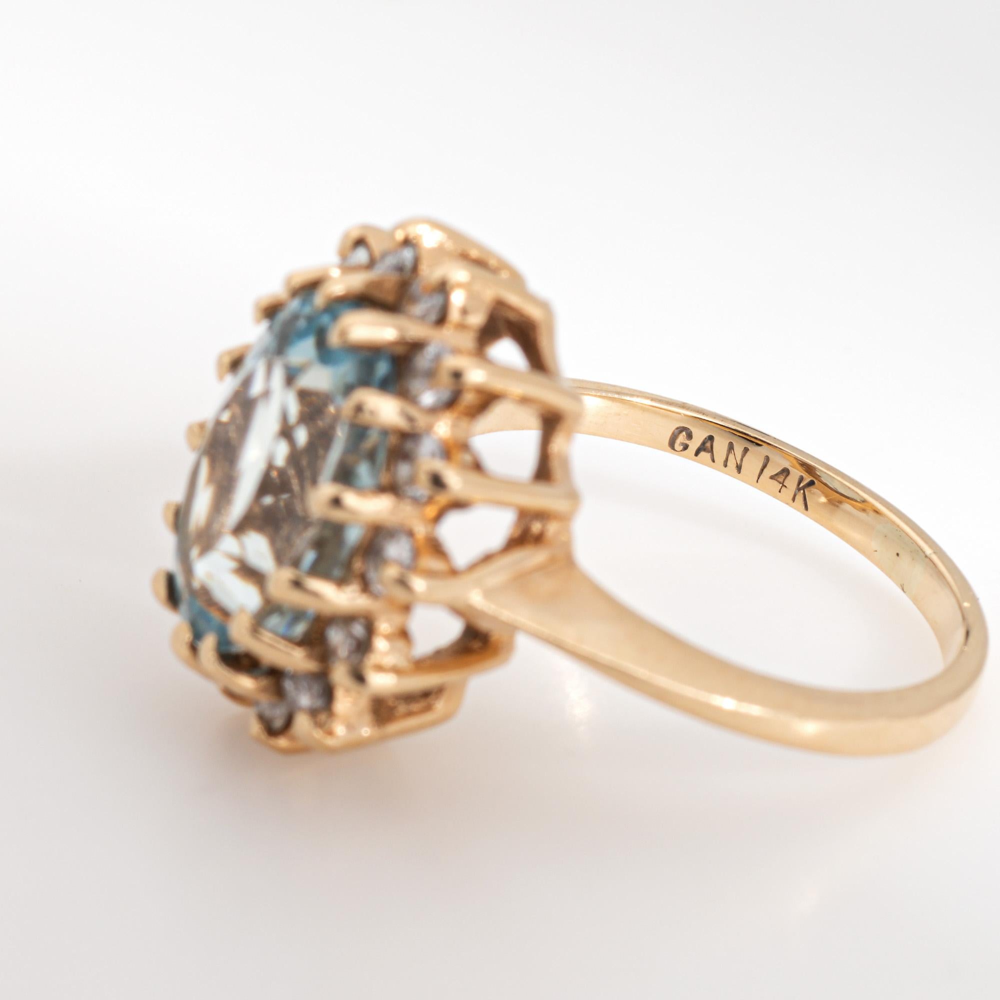 4.50ct Aquamarine Diamond Ring Vintage Sz 5.25 Princesse Small Cocktail Jewelry en vente 1