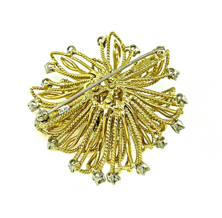 4.50ct Diamond Gold and Platinum Pin In Good Condition For Sale In New York, NY