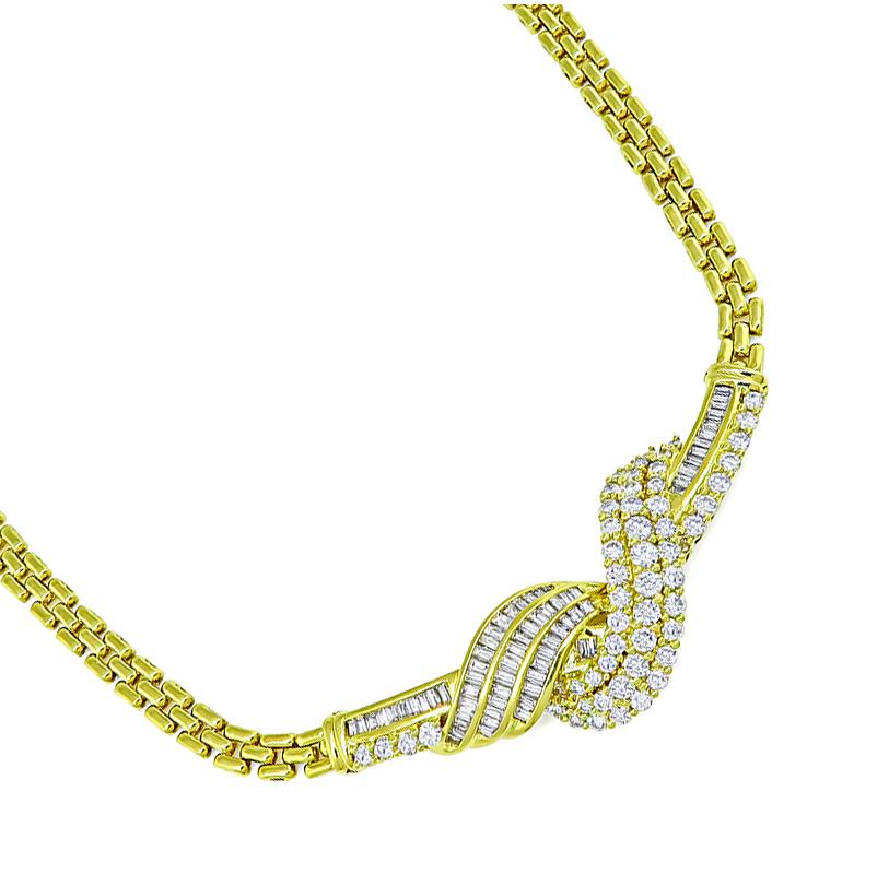 Round Cut 4.50ct Diamond Gold Necklace For Sale