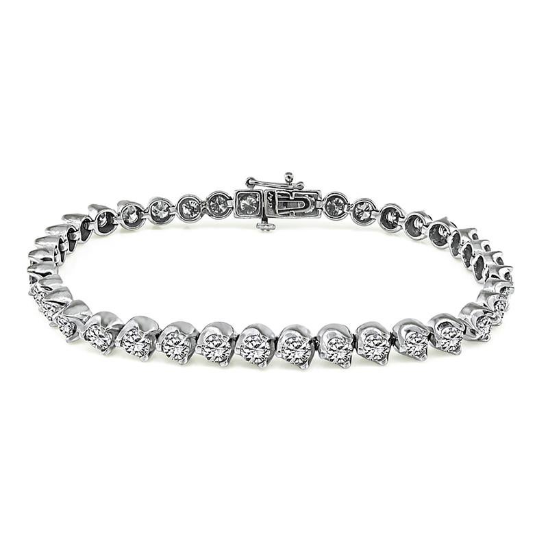 Taille ronde Bracelet tennis en or avec diamants de 4,50 carats en vente