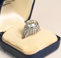 4.50ct Diamond Ring. Old European Cut Filigree Engagement Ring Platinum L VS1