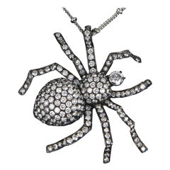 4.50ct Diamond Spider Necklace 18k Blackened Gold Pendant Estate Fine Jewelry