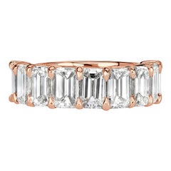 4.50ct Emerald Cut Diamond Wedding Band in 18k Rose Gold